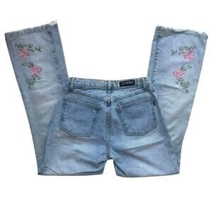 XOXO Y2K Custom Hand-Painted Floral Bootcut Jeans Size 7/8 Vintage Grunge Fairy